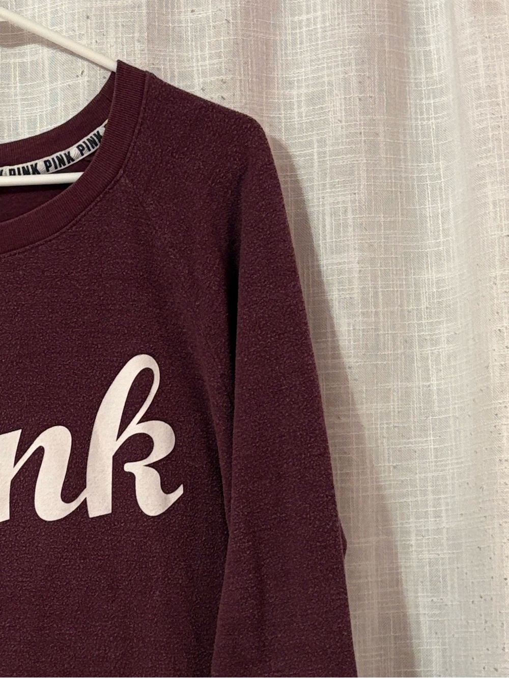 PINK Soft Maroon Graphic Spellout Athletic Sweatshirt - Picture 7 of 12